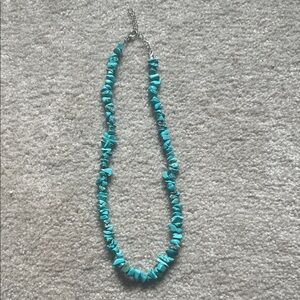 Turquoise Dyed Howlite Chip Bead Necklace Adjustable 16 to 18 inches Boho